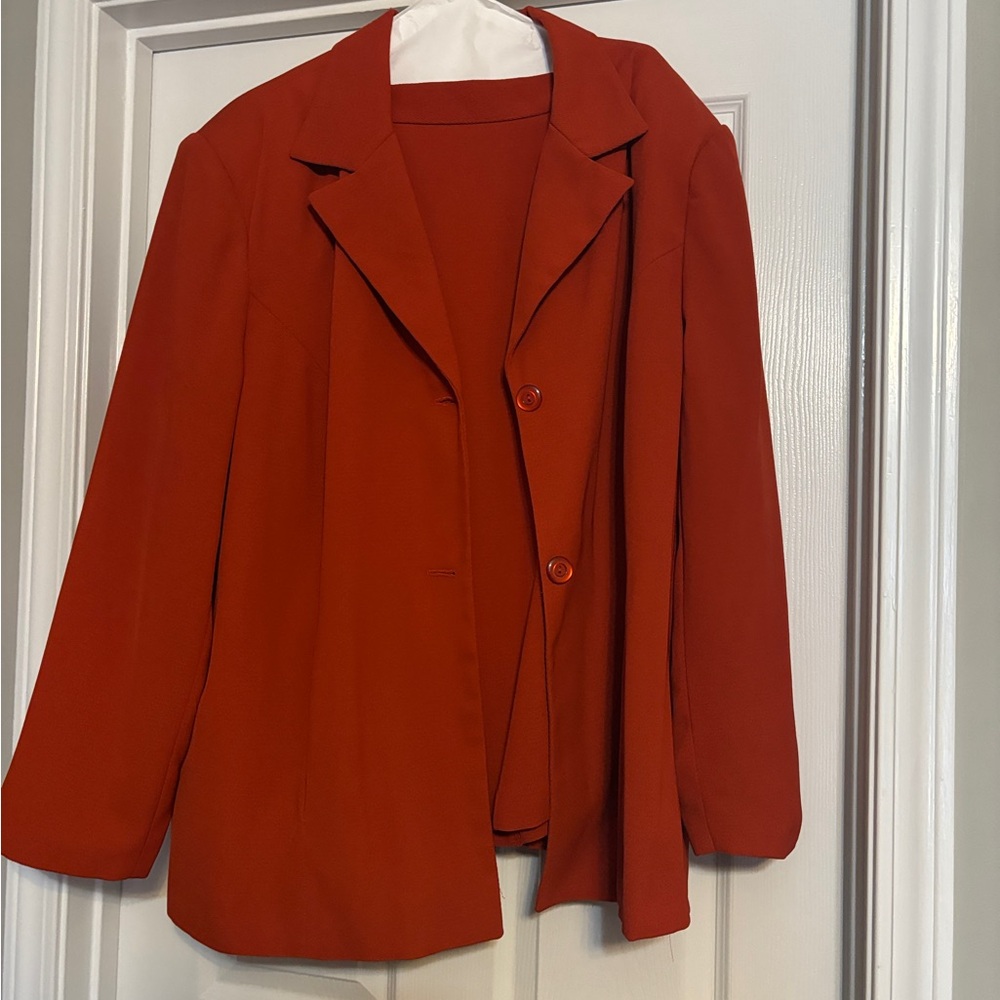 Clio Brick Red Tailored Blazer Suit ( Blazer & Skirt)